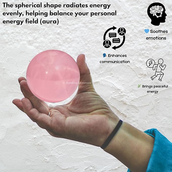 Amazing Gemstone Star Rose Quartz Crystal Ball with Stand - 2 Inches Crystal Sphere Meditation Balls for Witchcraft and Decorative Balls