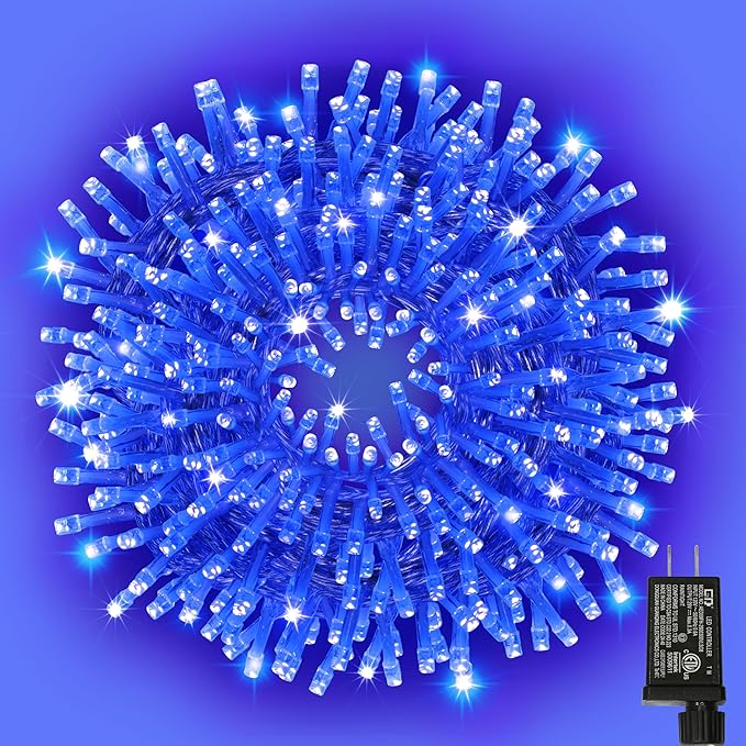 66ft Christmas Decorative Mini Lights,200 LED Transparent Wire Fairy Starry String Lights Plug in, 11 Lighting Modes, for Indoor Outdoor Xmas Tree Wedding Party Decoration (Blue)