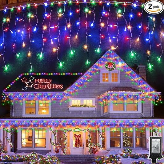 1620 LED Christma Lights with 360 Drops, 164ft Outdoor Hanging lights with 8 Modes & Timer Memory, Outsite Waterproof Curtain String Lights for Front House Fence Tree Holiday Decorations Multicolor
