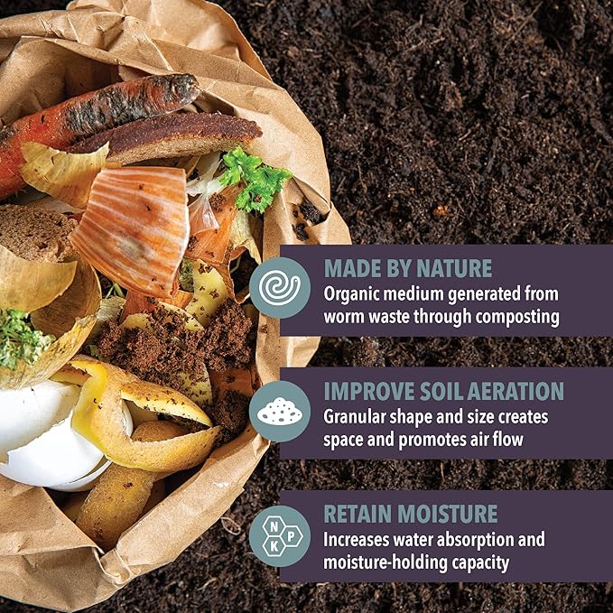 Arcadia Garden Products Worm Nerd Worm Castings, Natural Soil Additive for Lawns, Gardening and Potted Plants, 6 Quarts, Black (WN06) ***Cannot Ship to Hawaii***