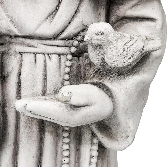 Alpine Corporation QFC102 Outdoor Saint Francis Garden Standing Statue, 31" Tall, Gray