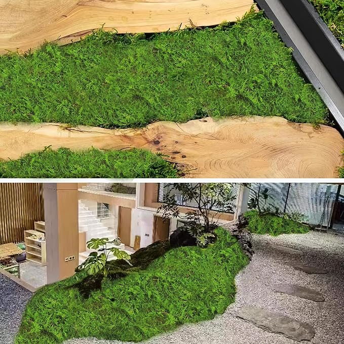 2 Pcs Preserved Sheet Moss for Potted Plants 2 sq.ft. Dried Natural Preserved Moss Mat Green Moss Sheets for Planters Crafts Woodland Decor Garden Party Decorations Wall Art DIY Project Green
