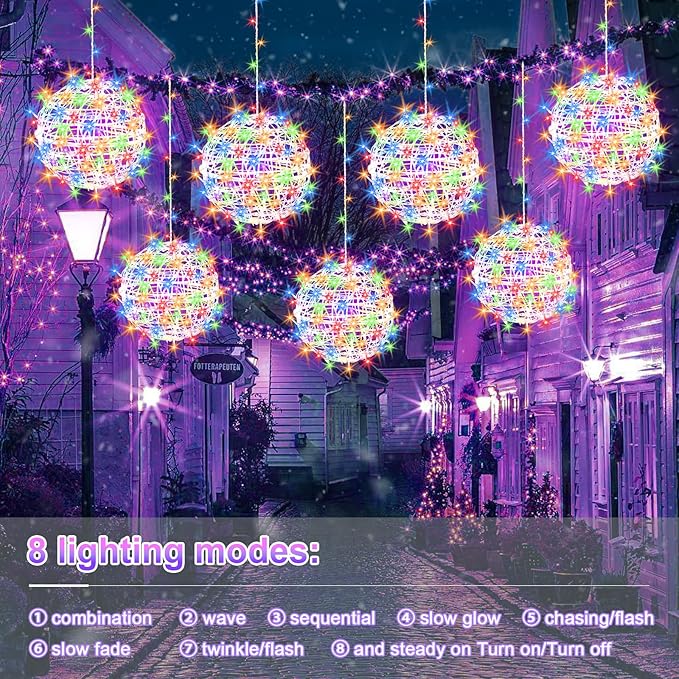 Christmas String Lights Outdoors,4 Pack 11.81" Sphere Lights,Ball Tree Garden Globe Lights for Home, Party, Christmas, Porch Patio,Wedding, Garden,Tree Decoration with Plug