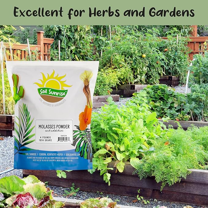 Dry Horticultural Molasses Powder (4 Pounds), Indoor/Outdoor Gardening Soil Amendment for Plants