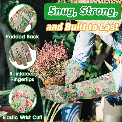 HLDD HANDLANDY Long Gardening Gloves, Thorn Proof Rose Pruning Gloves for Men & Women, Heavy Duty Garden Gloves for Cactus & Blackberry, Great Gift for Gardeners