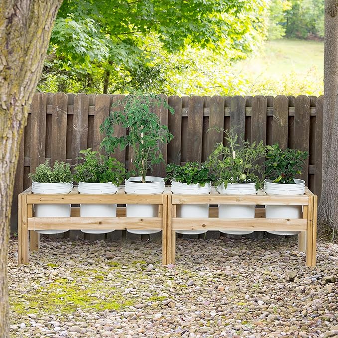 Greenes Fence Six Bucket Elevated Cedar Wood Garden Frame, 84 in. x 16 in. x 20 in. - Made in USA with North American Cedar