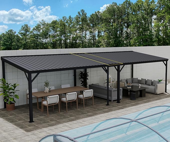 Gazebo Connector Kit for 12ft Width Lean-to Gazebo, Rustproof Steel Roof Joining Panel for Extending and Linking 12'x20' Wall Mount Gazebos