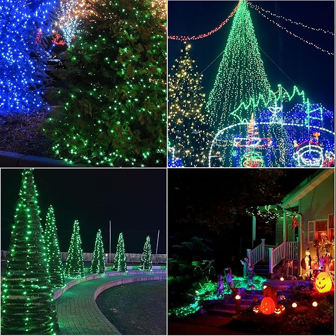 33ft Christmas Decorative St. Patrick's Day Mini String Lights, 100 LED Transparent Wire Fairy Starry String Lights Plug in, 11 Lighting Modes for Indoor Outdoor Xmas Tree (Green)