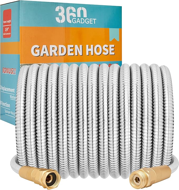 Garden Hose - Flexible Short Water Hose with Metal Fitting, 3 ft Leader Hose, Heavy Duty Hoses Extension for Rv, Outdoor, Small Garden, Yard, 304 Stainless Steel
