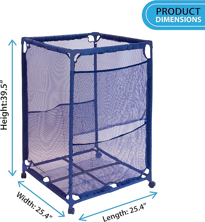 Essentially Yours Rolling Pool Storage Organizer Bin, Medium, (25.4" W x 25.4" L x 40" H), Blue Style 417227