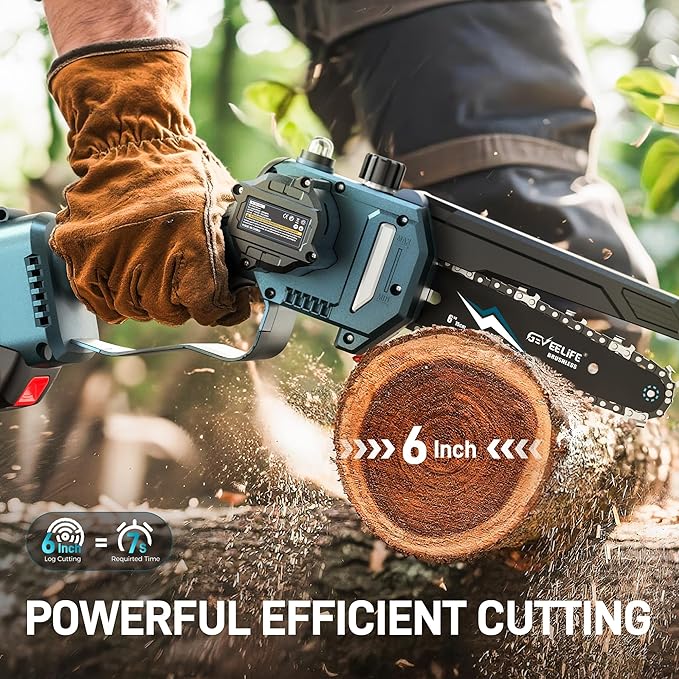 GEVEELIFE 2-in-1 Electric Pole Saw, Cordless Pole Saw & 6 Inch Brushless Mini Chainsaw with 2x 4.0Ah Battery, Pole Saws for Tree Trimming, 15-Foot Reach Extension Pole for Tree Branches Wood Cutting