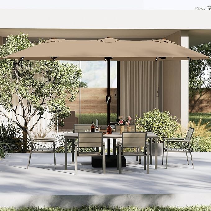 13FT Double Sided Patio Umbrella with LED Lighted
