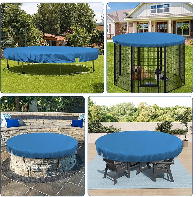 ECOOPTS 22 ft Round Pool Cover for Above Ground Pools, Swimming Pool Cover Protector Winter Safety Cover (Blue)