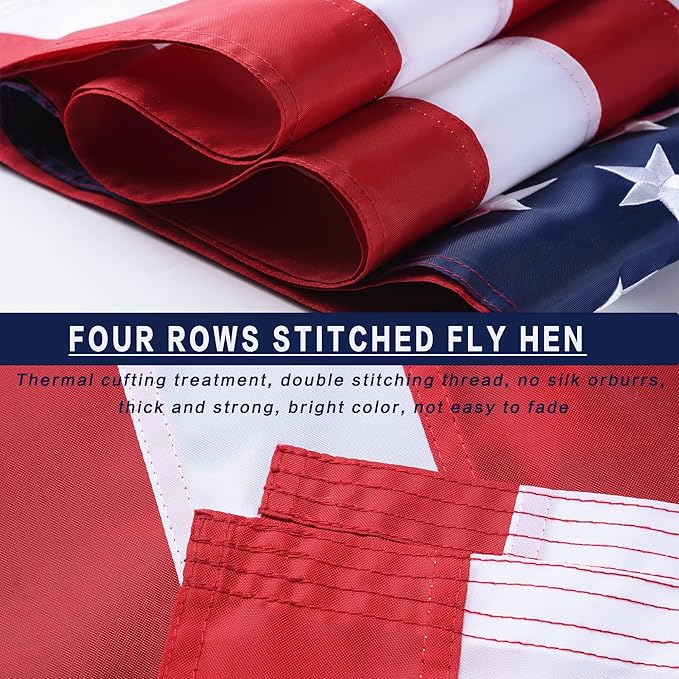 American Flags for Outside 30x50, USA US Flag Heavy Duty Outdoor, Made of 210D Oxford Fabric, Embroidered Stars, Brass Grommets