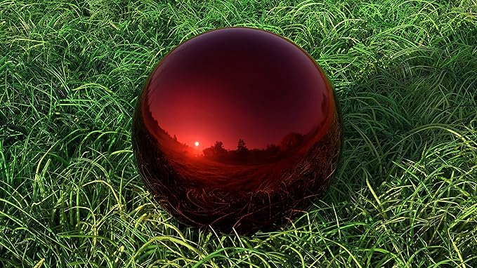 Lulu Decor, Red Stainless Steel Gazing Mirror Ball Size 16, Smooth Reflective Shiny Garden Decoration Globe