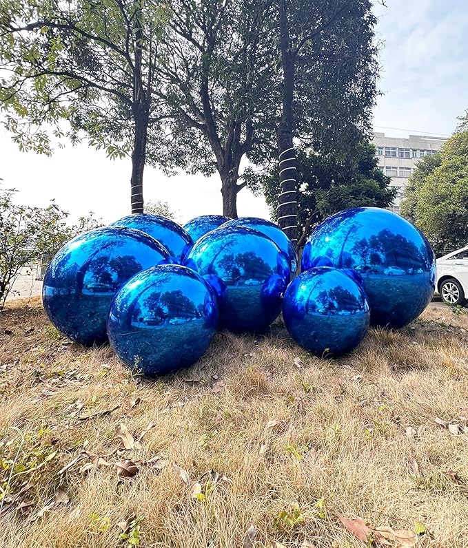 Big Shiny Balls Giant Inflatable Mirror Balls for Events & Decor - Party, Advertising, Shows, Stage Decoration - Hanging & Standing-Various Sizes & Colors - Blue (0.9m/2.95ft)