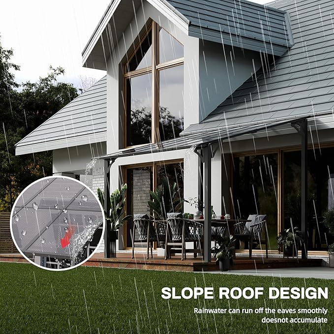 JY QAQA 10x10FT Outdoor Pergola, Gazebo Pergola with Sloped Roof, Large Wall Mounted Heavy Duty Awning for Patio, Deck, Backyard Outdoor pergola