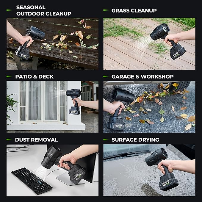20V Cordless Leaf Blower, 30000RPM Handheld Leaf Blower with 2 X 3.0Ah Batteries & Charger, Lightweight for Yard Lawn Outdoor Cleaning – Black