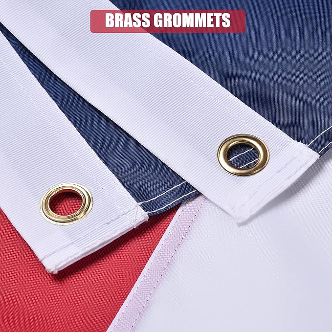 Texas State Flag 5x8 Ft, Deluxe Embroidered Premium Polyester Durable TX Flag with Sewn Stripes and Brass Grommets for Indoor/Outdoor Use
