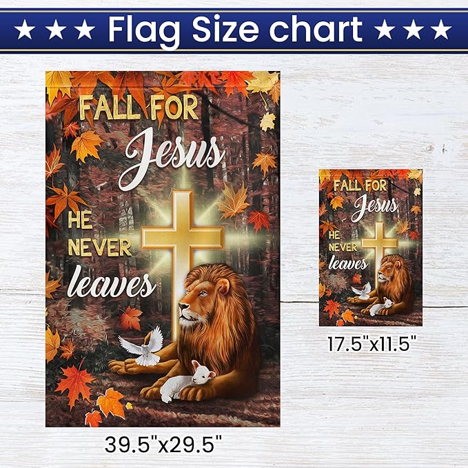 FLAGWIX Christian Fall Garden Flag - Lion of Judah Garden Flags for Outside 11.5" x 17.5" - Christian Gifts for Women Faith, Fall Decorations for Home, Thanksgiving Decorations for Home Decor