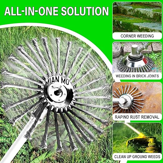 10 Inch Steel Wire Trimmer Head – Universal Weed Eater Attachment for Stihl, Dewalt, Milwaukee & More – Indestructible Weed Wacker Wire Brush Cutter Head for Lawn & Garden