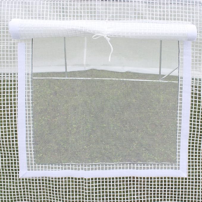 Outsunny 9.8' x 6.6' x 6.6' Plastic Greenhouse Cover Replacement, Heavy Duty Waterproof Tarp for Hoop House, Sheeting with 6 Windows, Door & Reinforcement Grid, White