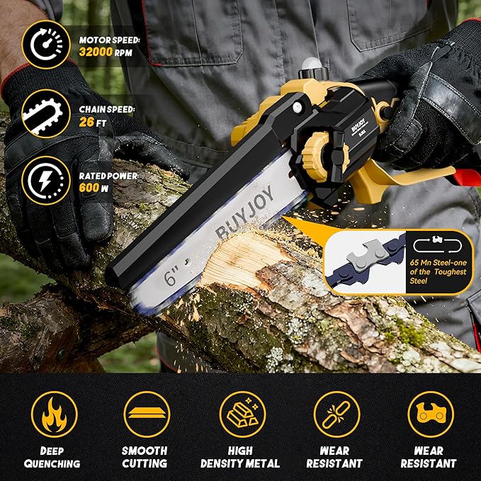 2-in-1 Cordless 6 in Pole Saw for Tree Trimming,15.5 ft Extended Reach Electric Saw with 180° Adjustable Head, Brushless Motor, 2 x 1300 Ah High-Capacity Batteries & Extra Chain