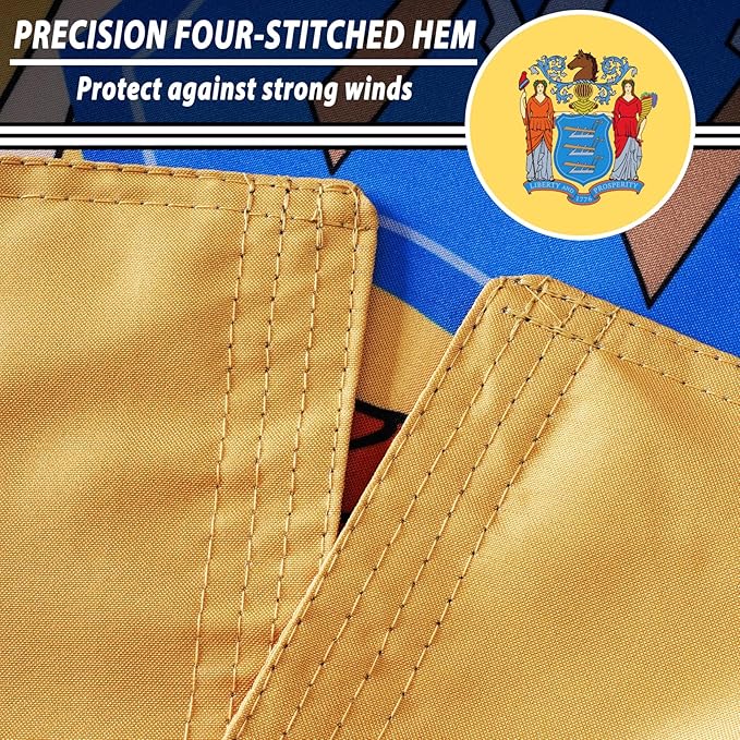 FLAGWIN New Jersey Flag 3x5 FT - 3 Ply Double Sided Polyester Flag with Brass Grommets - Vivid Color and Fade Proof State of New Jersey Flags 3x5 Outdoor