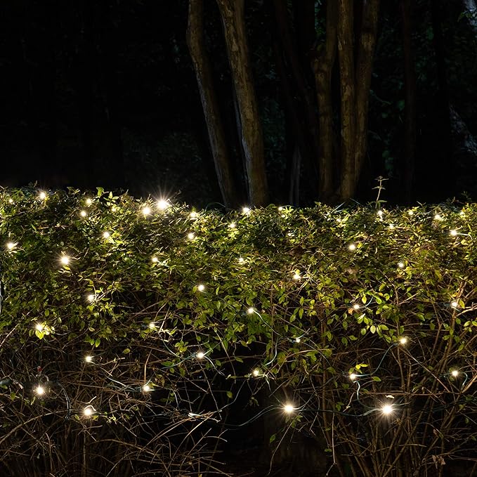 Wintergreen SoftTwinkle Pulsing Net Lights, Outdoor Twinkling Christmas Lights, Green Wire - 70 Lights, 4' x 6' Net, Warm White