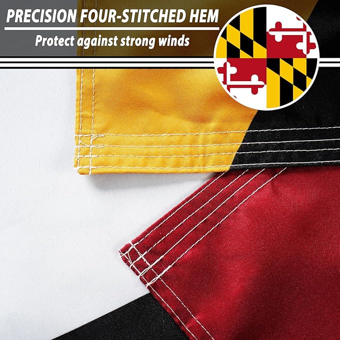 FLAGWIN Maryland Flag 3x5 FT - 3 Ply Double Sided Polyester Flag with Brass Grommets - Vivid Color and Fade Proof State of Maryland Flags 3x5 Outdoor