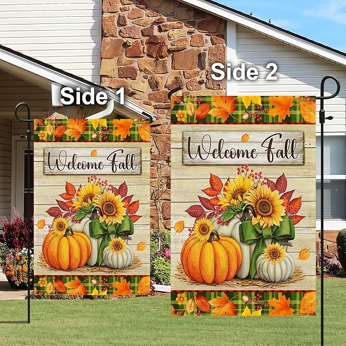 FLAGWIX Pumpkins Fall Flags for Outside - Garden Flags for Outside 11.5" x 17.5" - Fall Decorations for Home, Thanksgiving Gifts for Women Men, Thanksgiving Decorations for Garden Home Decor