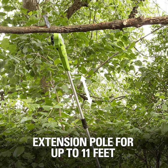 Greenworks 40V 8 inch Cordless Pole Saw Battery and Charger Not Included, PS40B00