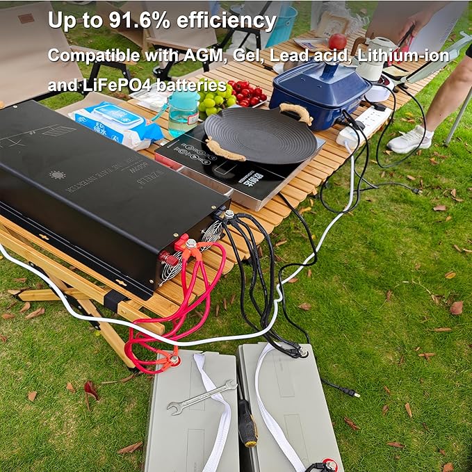 WZRELB 6000W 24V Pure Sine Wave Inverter,24V DC to AC 120V 240V Split Phase Power Inverter,15ft LCD Remote Panel,2*AC Hardwire Terminal,12KW Surge