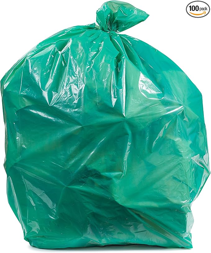 Plasticplace 31-33 Gallon Trash Bags │ 1.2 Mil │ Heavy Duty Garbage Can Liners │ 33" x 39", Green, 100 Count