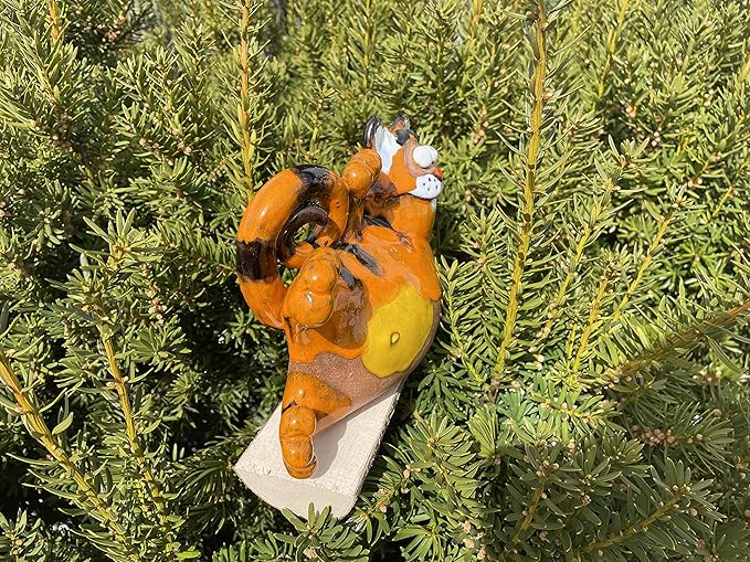 Ceramic Garden Decor - Cat Lawn Stake - Outdoor Statue - Perfect, Unique Gifts for Gardeners Woman, Men, Yard Gifts - Handmade, Frostproof
