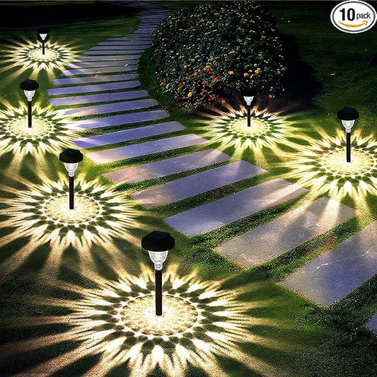Siatom Solar Pathway Lights 10 Pack, Bright Solar Path Lights Outdoor Waterproof IP65, Walking Path Solar Lights for Outside, Garden, Lawn, Walkway, Yard (Warm White)