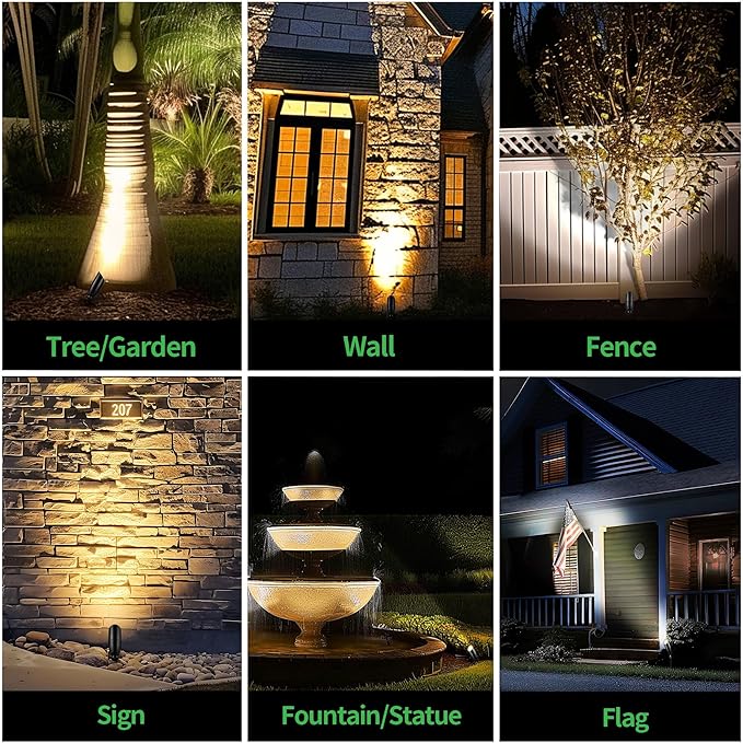 Low Voltage Spotlight, Black LED Landscape Lighting Tree Light, Outdoor 12V Waterproof Aluminum Uplight for Tree Yard Garden with 5W MR16 Bulb 5000K 4 Pack