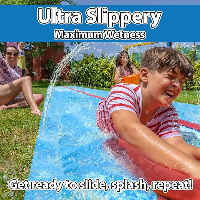 JAMBO 30FT x 8FT XXL MEGA Water Slide and 2 Bodyboard Updated Model– Extra Long Extra Wide Slip Splash and Slide for Kids, Heavy Duty Backyard Lawn Waterslide, Outdoor Water Toy