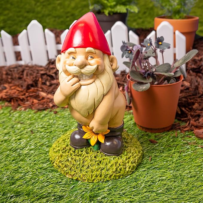 9” Naked Garden Gnome Statue – Naughty & Fun Yard Décor for Outdoor Spaces – Durable Resin Lawn Ornament – Hilarious Garden Gift for Women, Housewarming, or Backyard Decoration