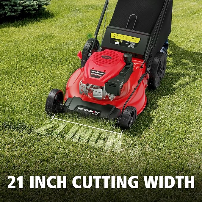 PowerSmart Lawn Mower Gas Powered, 21-Inch 144cc Engine 2-in-1 Walk-Behind Push Lawn Mower, Oil Included