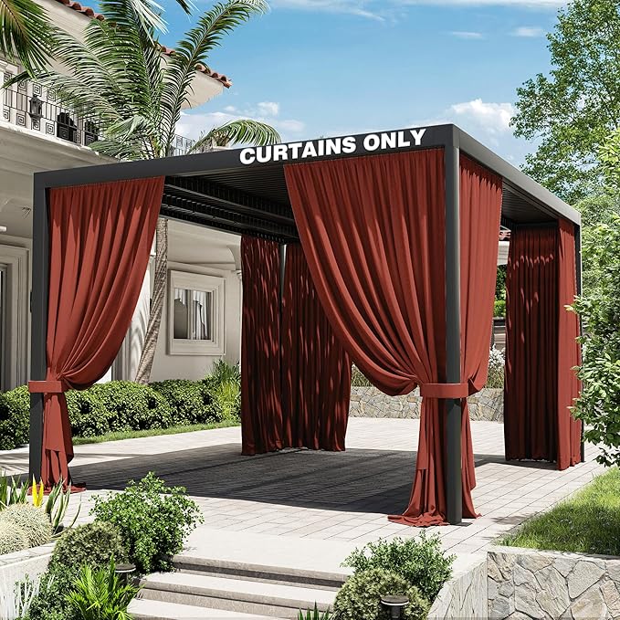Gazebo Universal Replacement Privacy Curtain,10'×13' Gazebo Outdoor Waterproof Curtains, 4-Panels Sidewall Curtains with Double Zipper for Patio Canopy, Garden and Backyard (Curtain Only)