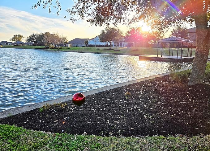 Lulu Decor, Red Stainless Steel Gazing Mirror Ball Size 12 with Screw Stand (for Windy Area)