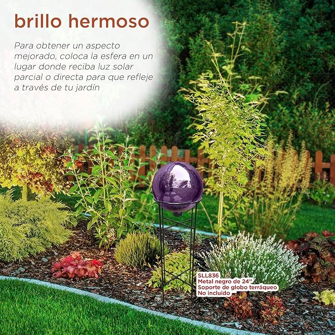 Alpine Corporation 10" Diameter Indoor Outdoor Glass Gazing Globe Garden Decor, Purple