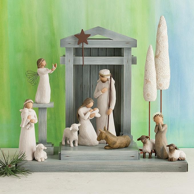 Willow Tree Angel Stand, Build on Your Holiday Tradition, Elevate Angels and Figures ATOP Pedestal Stand in Your Nativity Display, Hand-Painted Accessory