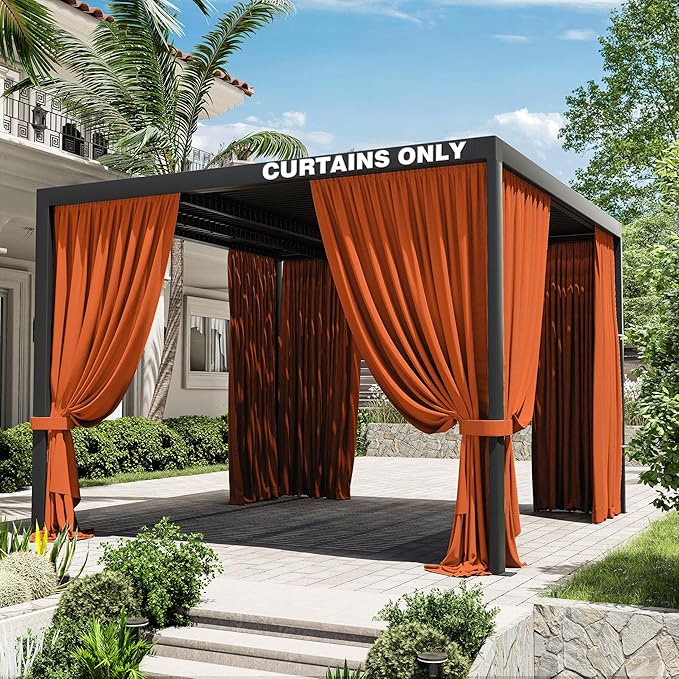 Gazebo Universal Replacement Privacy Curtain,10'×10' Gazebo Outdoor Waterproof Curtains, 4-Panels Sidewall Curtains with Double Zipper for Patio Canopy, Garden and Backyard (Curtain Only)
