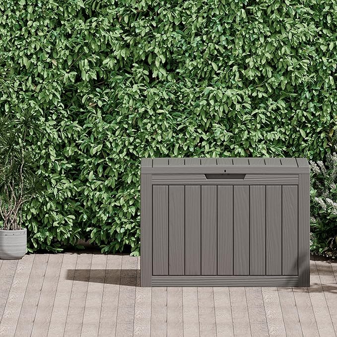 45 Gallon Outdoor Storage Box, Resin Deck Boxes Outdoor Waterproof For Patio Furniture, Garden Tools, Pool Supplies, Durable And UV Resistant, Lockabl