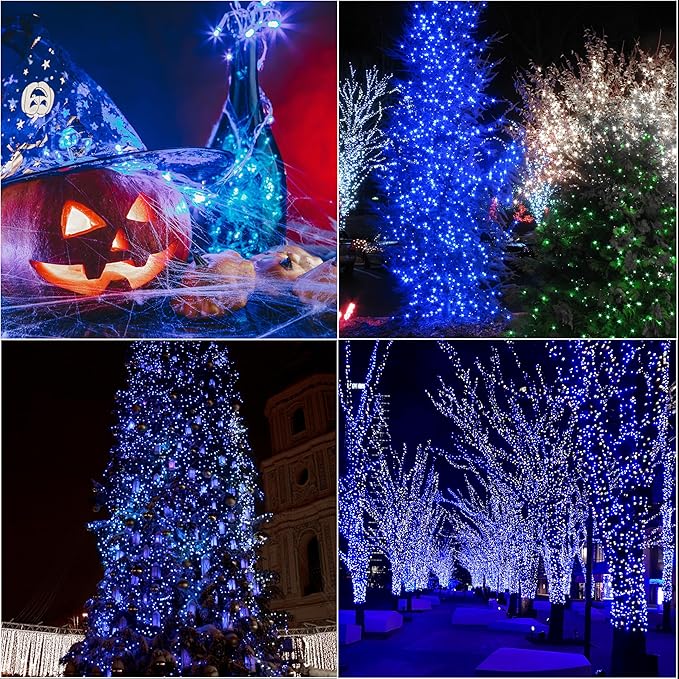 66ft Christmas Decorative Mini Lights,200 LED Transparent Wire Fairy Starry String Lights Plug in, 11 Lighting Modes, for Indoor Outdoor Xmas Tree Wedding Party Decoration (Blue)
