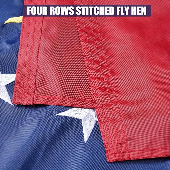 Georgia State Flag 5x8 Ft Deluxe Full Embroidered Premium Polyester Durable GA Outside Flag with Sewn Stripes and Brass Grommets for Indoor/Outdoor