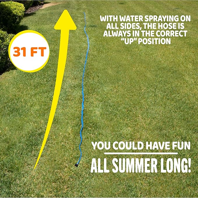 BACKYARD BLAST 31’ Sprinkler Hose, Water Slide Accessory and Lawn Sprinkler