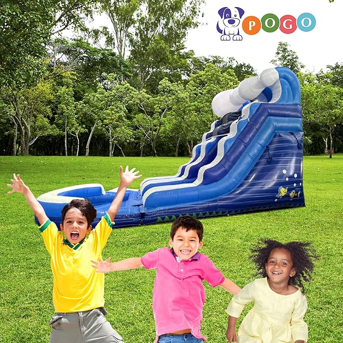 Inflatable Water Slide for Kids & Toddlers with Inflatable Pool, Backyard, Park or Commercial Use, Outdoor Water Play, Includes Blower Stakes, Splash Pool & Storage Bag, Large 25.5' x 9' x 15'